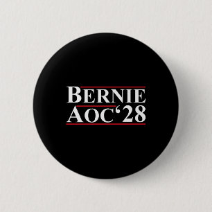 Bóton Redondo 5.08cm Bernie Aoc 2028 Bernie Sanders Alexandria Cortez P