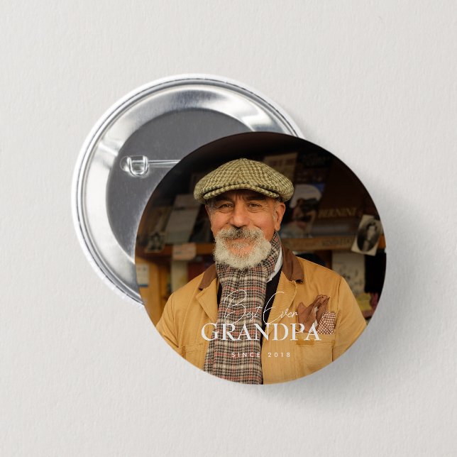 Bóton Redondo 5.08cm Best Ever Grandpa Since 20XX Simple Elegant Photo (Frente & Verso)