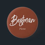 Bóton Redondo 5.08cm Bestman Terracotta Brown White Button<br><div class="desc">Best Man Terracotta/Burnt Orange/Brown White Wedding Button. Check out our store collection below for matching items.</div>
