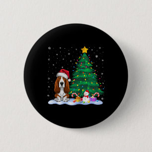 Bóton Redondo 5.08cm Bet Hound Dog Xmas Tree Lights Reindeer Hat Cristo