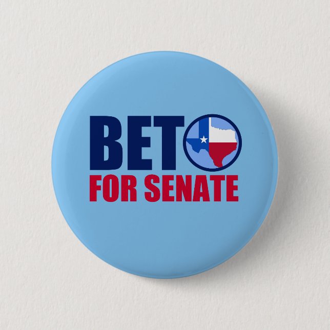 Bóton Redondo 5.08cm Beto para o Senado do Texas 2018 (Frente)