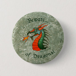 Bóton Redondo 5.08cm Beware Dragon Stone Green