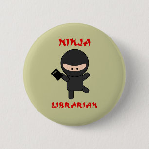 Bóton Redondo 5.08cm Bibliotecário de Ninja com livro