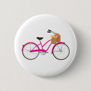 Bóton Redondo 5.08cm Bicicleta do rosa quente com laranjas
