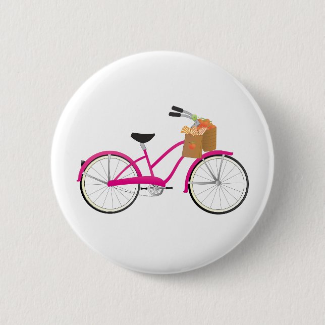 Bóton Redondo 5.08cm Bicicleta Quente de PInk com Laranjas (Frente)