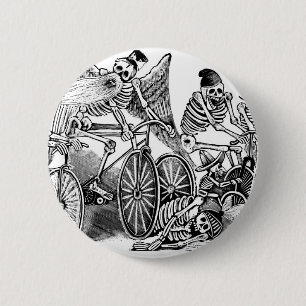 Bóton Redondo 5.08cm Bicyclists de Calavera cerca de 1800's atrasado