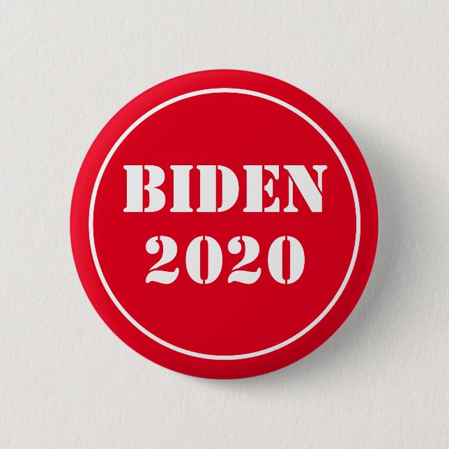 Bóton Redondo 5.08cm Biden 2020 Brilhante Vermelho e Branco (Frente)