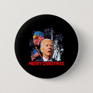 Bóton Redondo 5.08cm Biden Confusa Patriótica Feliz Natal Para 4º S