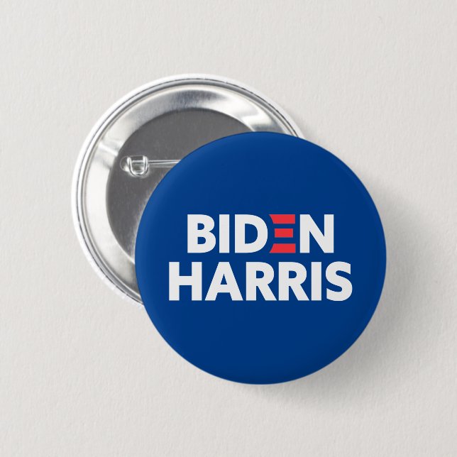 Bóton Redondo 5.08cm Biden / Harris Campanha Eleitoral Azul (Frente & Verso)
