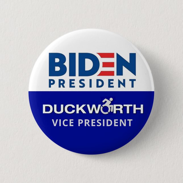 Bóton Redondo 5.08cm Biden Presidente Duckworth Vice-Presidente (Frente)