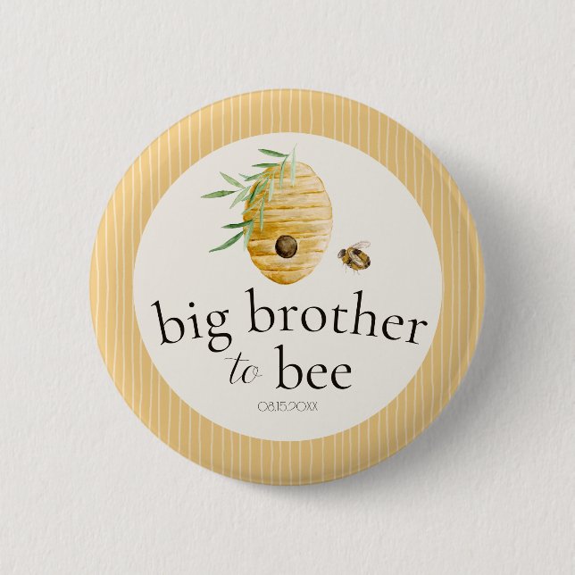Bóton Redondo 5.08cm Big Brother To Bee Bumblebee Baby Shower Family  (Frente)