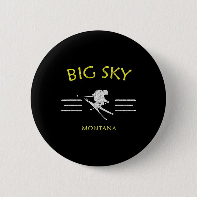 Bóton Redondo 5.08cm Big Sky Skiing Montana Ski Tee (Frente)