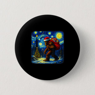 Bóton Redondo 5.08cm Bigfoot Papai Noel Natal Noite Estrelada Sasquatch