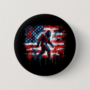 Bóton Redondo 5.08cm Bigfoot usa bandeira americana sasquatch patriótic
