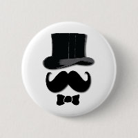 bigode, chapéu alto, laço e pérolas