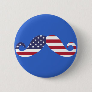 Bóton Redondo 5.08cm Bigode da bandeira americana