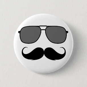 Bóton Redondo 5.08cm bigode e óculos