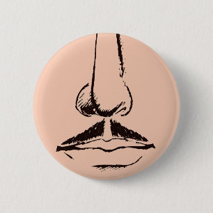 Bóton Redondo 5.08cm Bigode Pinback surrealista