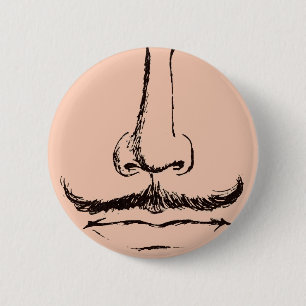 Bóton Redondo 5.08cm Bigode Pinback surrealista