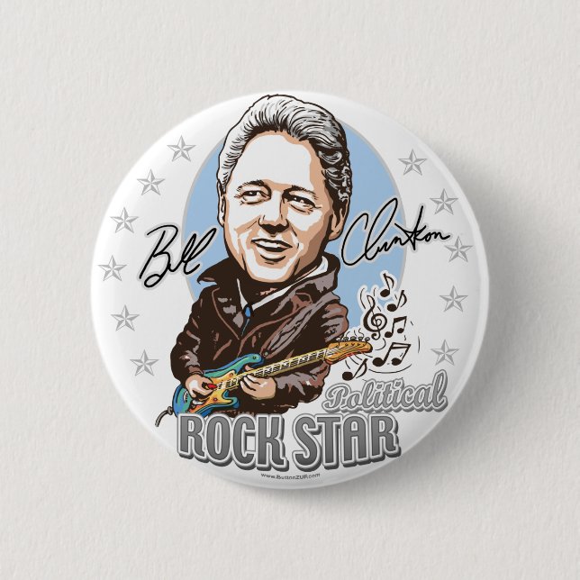 Bóton Redondo 5.08cm Bill Clinton Rockstar político! Botão (Frente)