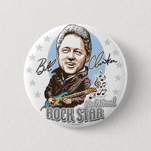 Bóton Redondo 5.08cm Bill Clinton Rockstar político! Botão
