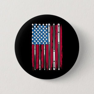 Bóton Redondo 5.08cm Billiard E A Bandeira Americana Feitas Para Uma Pi