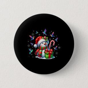Bóton Redondo 5.08cm Bird Lover Hummingbird Snowman Santa Hat Christma