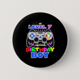 Bóton Redondo 5.08cm Birthday Boy Level 7 Unlocked Video Game 7 Birthda
