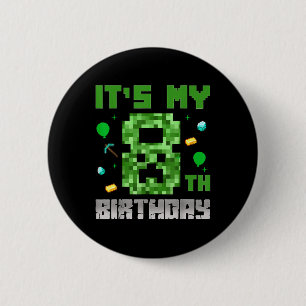 Bóton Redondo 5.08cm Birthday Boy Shirt É O Meu 8º Jogo De Vídeo De Ani