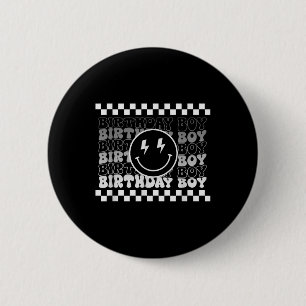 Bóton Redondo 5.08cm Birthday Boys Groovy Smile Face Checking Birthday