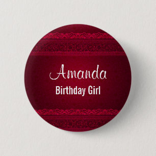 Bóton Redondo 5.08cm Birthday Girl Mysterious Dark Red Background