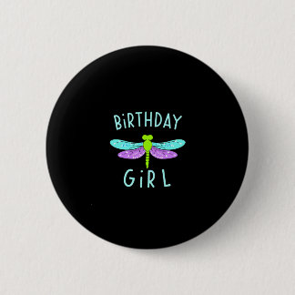 Bóton Redondo 5.08cm Birthday girl shirt Dragonfly birthday party tee s