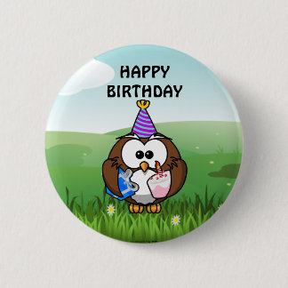 Bóton Redondo 5.08cm Birthday Owl