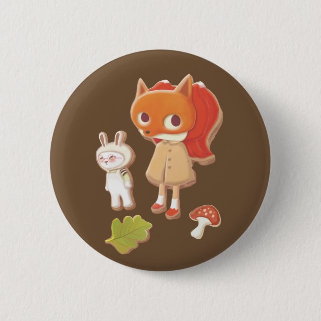 Bóton Redondo 5.08cm Biscoitos decorados com animais de madeira (Frente)