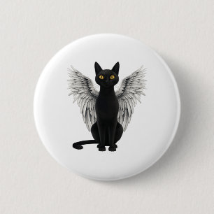 Bóton Redondo 5.08cm Black Cat Angel Wings