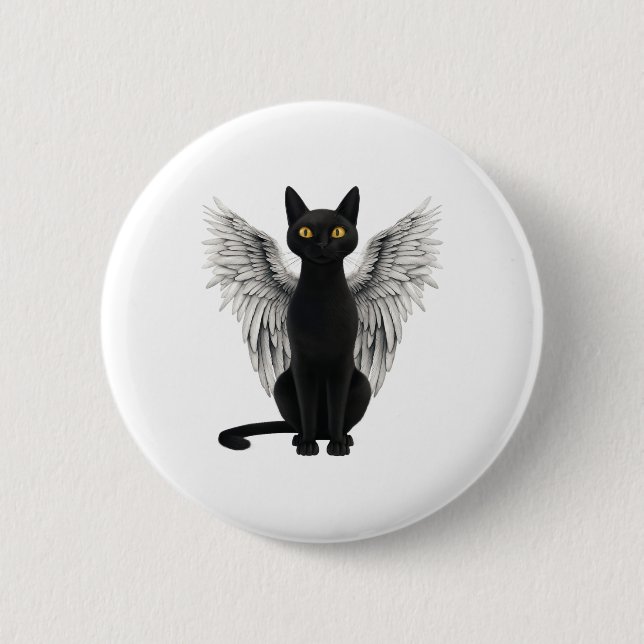 Bóton Redondo 5.08cm Black Cat Angel Wings (Frente)