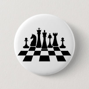 Bóton Redondo 5.08cm Black chess pieces on a chessboard