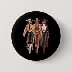 Bóton Redondo 5.08cm Black Cowgirl Western Tee Rodeo Country Women June