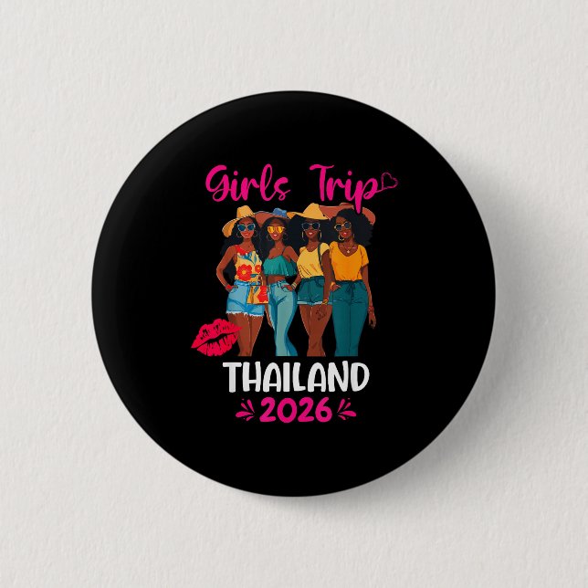 Bóton Redondo 5.08cm Black Girls Trip Thailand 2026 Vacation Matching  (Frente)