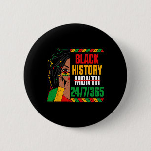 Bóton Redondo 5.08cm Black History Month 247365 Loc'd Girl Melanin Blac