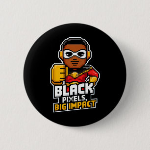 Bóton Redondo 5.08cm Black History Month African Black Afro Boy Video G