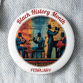 Bóton Redondo 5.08cm Black History Month Jazz Band Pinback Button