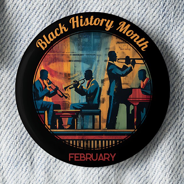 Bóton Redondo 5.08cm Black History Month Jazz Band Pinback Button (Criador carregado)