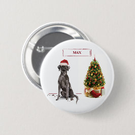 Bóton Redondo 5.08cm Black Lab Cachorro Natal Divertido e Árvore