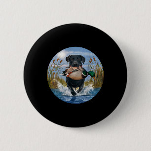 Bóton Redondo 5.08cm Black Lab Labrador Caçando Patos Galinha Amarelo