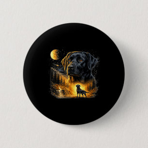 Bóton Redondo 5.08cm Black lab labrador uivando para a lua cachorro vin