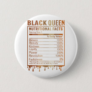 Bóton Redondo 5.08cm Black Queen Nutrition Facts Black History Mês 20