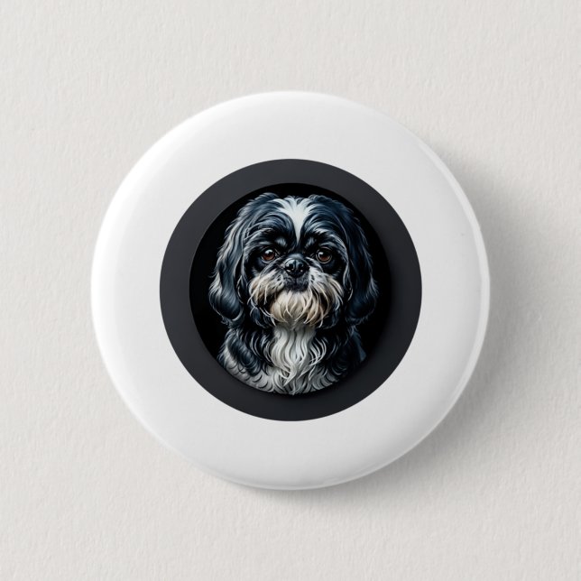Bóton Redondo 5.08cm black shih tzu (Frente)