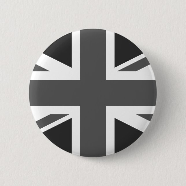 Bóton Redondo 5.08cm Black Union Jack British Flag Pin Button  (Frente)