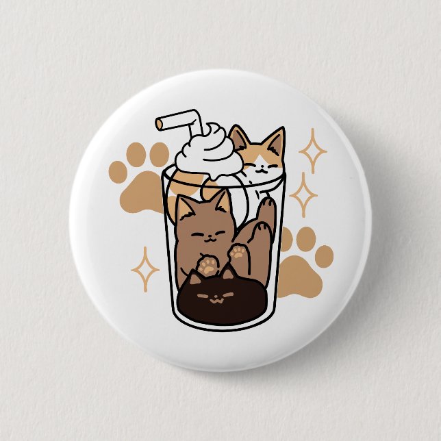 Bóton Redondo 5.08cm Blend Puro: Arte de Gato e Café para Pet-Lovers (Frente)